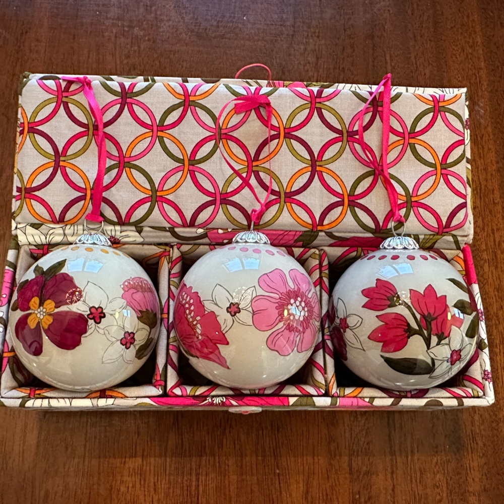 Tea Garden Vera Bradley Holiday Ornament Trio